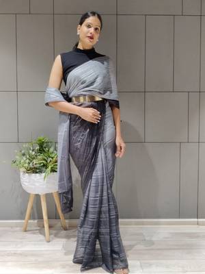 Multi Colour Premium Chiffon Silk Saree WITH UN-STITCHED BLOUSE 3