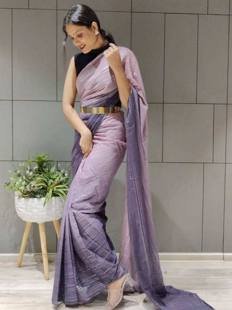 Multi Colour Premium Chiffon Silk Saree WITH UN-STITCHED BLOUSE