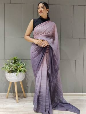 Multi Colour Premium Chiffon Silk Saree WITH UN-STITCHED BLOUSE 4