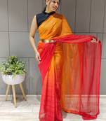 Multi Colour Premium Chiffon Silk Saree WITH UN-STITCHED BLOUSE