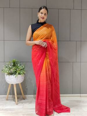 Multi Colour Premium Chiffon Silk Saree WITH UN-STITCHED BLOUSE 5