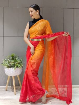 Multi Colour Premium Chiffon Silk Saree WITH UN-STITCHED BLOUSE 6