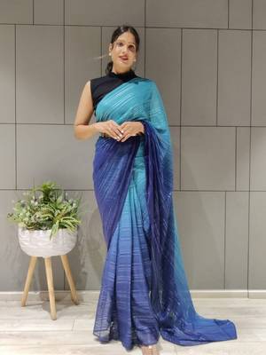 Multi Colour Premium Chiffon Silk Saree WITH UN-STITCHED BLOUSE 1