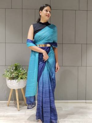 Multi Colour Premium Chiffon Silk Saree WITH UN-STITCHED BLOUSE 3