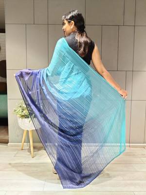 Multi Colour Premium Chiffon Silk Saree WITH UN-STITCHED BLOUSE 5