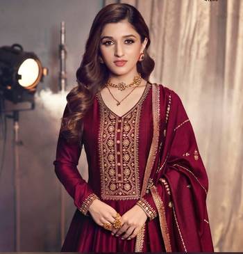 Maroon embroidered silk salwar 2