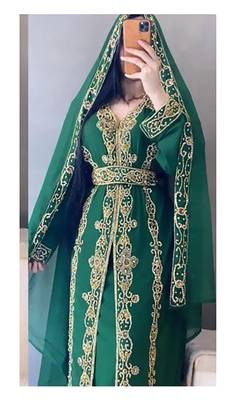 Emerald Green Mehendi Kaftan for Women 2