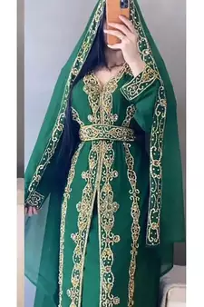 Emerald Green Mehendi Kaftan for Women
