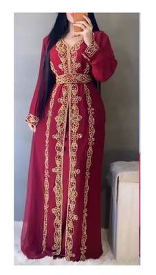 Maroon Georgette Embroidered Zari Work Kaftan 1