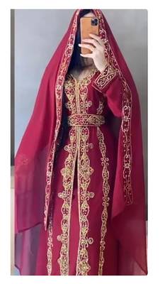 Maroon Georgette Embroidered Zari Work Kaftan 2