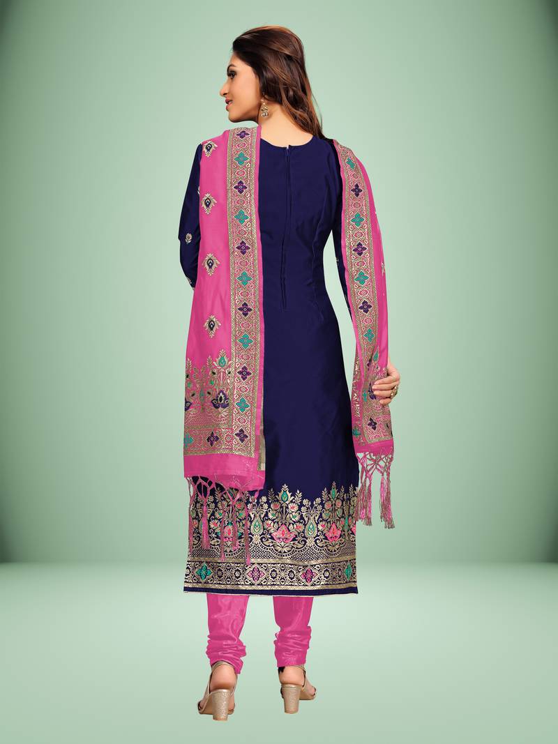  Silk Blend Salwar Suit Set Party Wear Festive Wedding Salwar Dress & Gown