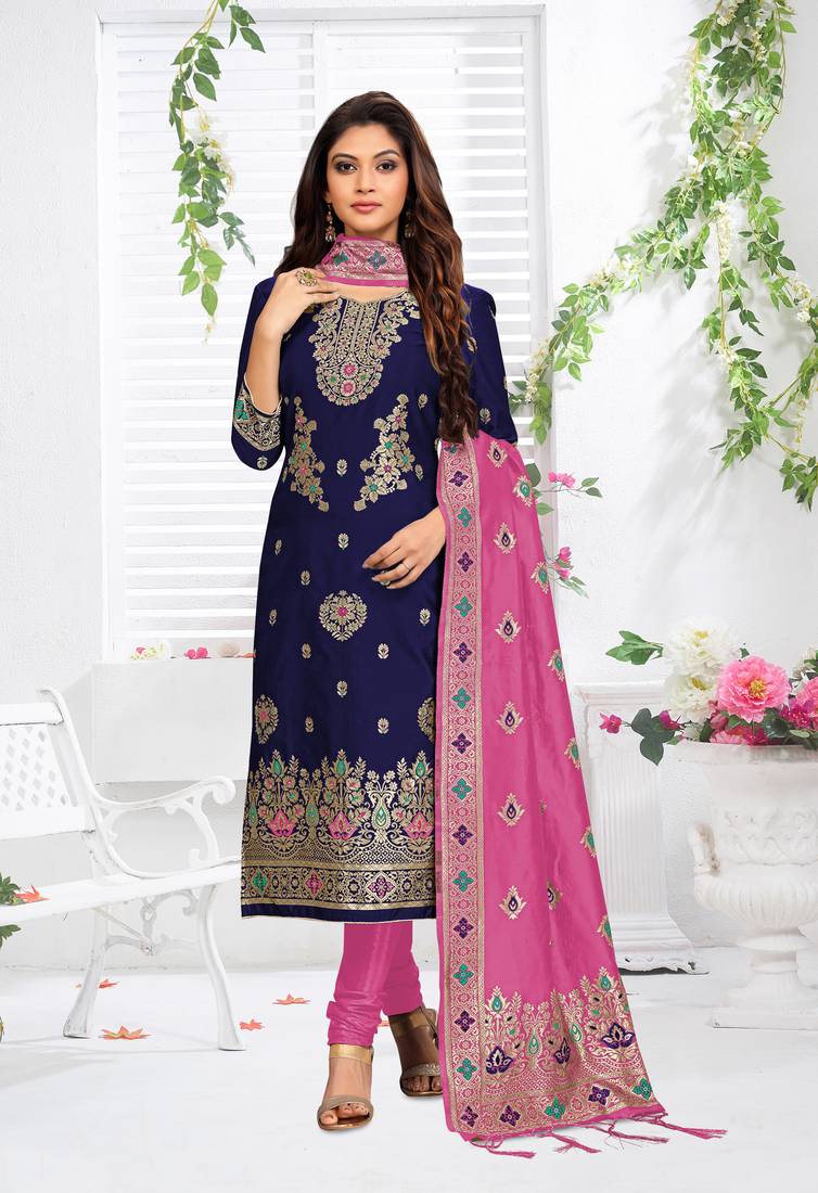  Silk Blend Salwar Suit Set Party Wear Festive Wedding Salwar Dress & Gown