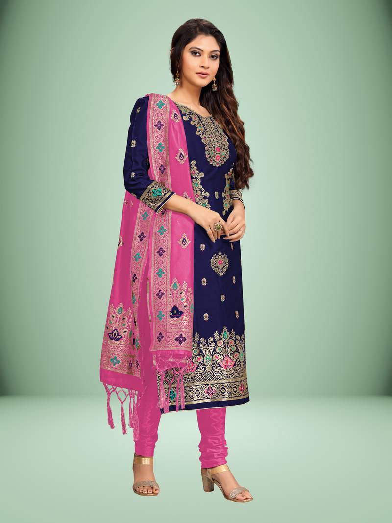  Silk Blend Salwar Suit Set Party Wear Festive Wedding Salwar Dress & Gown