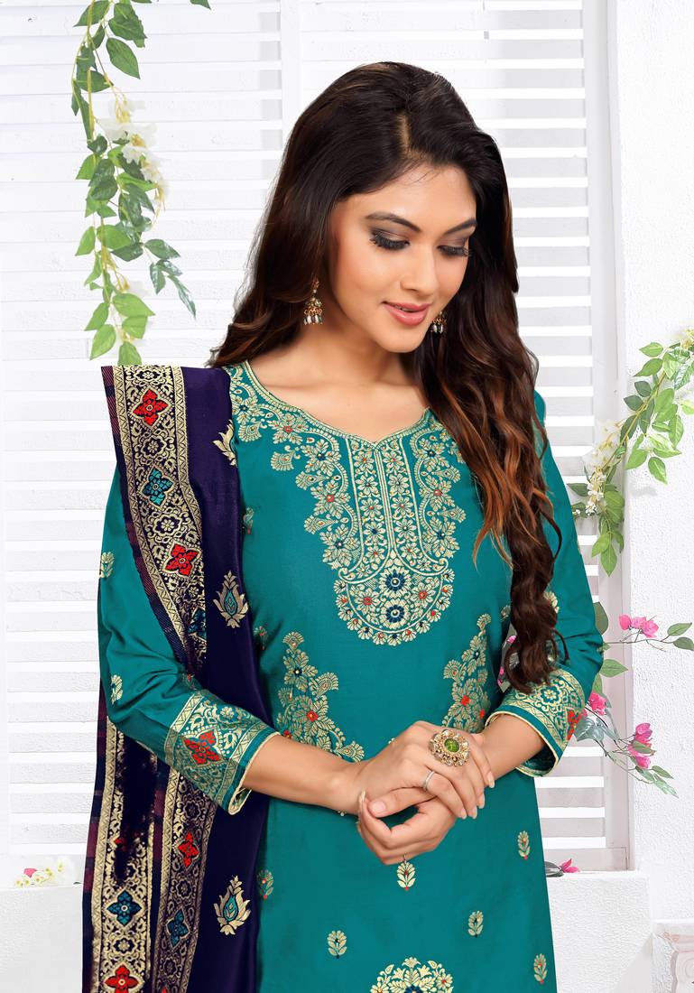 TRENDMALLS Kurta Palazzo Anzug-Set Für Damen, Seid Produktbild-Vorschau 11