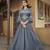 Slate-grey embroidered cotton silk salwar