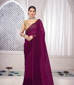 Wine woven georgette saree