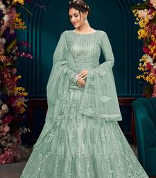 Sky Blue Net Embrodered Anarkali SalwarKameez with Dupatta 