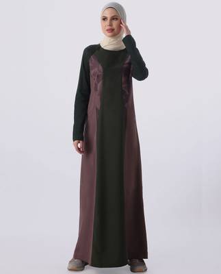 Purple and Black Color Contrast Jilbab | Silk Route | Length 58 2