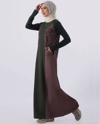 Purple and Black Color Contrast Jilbab | Silk Route | Length 58 3