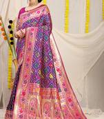PURPLE BANDHNI PATOLA BEAUTIFUL SILK SAREE WITH BLOUSE 