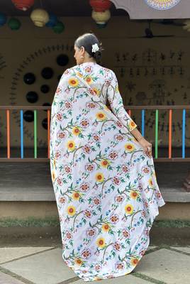 Light Pista Premium Chinon Silk Digital Print  Saree 4