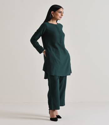 Dark Green Front Placket Co-Ord Set 2