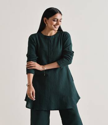 Dark Green Front Placket Co-Ord Set 3