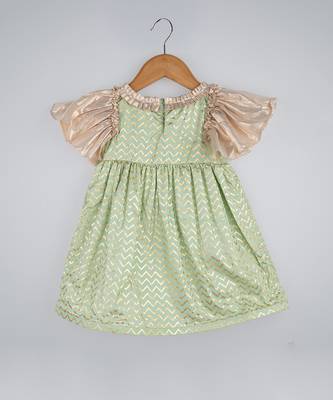 Gold And Green Printed Dress 2
