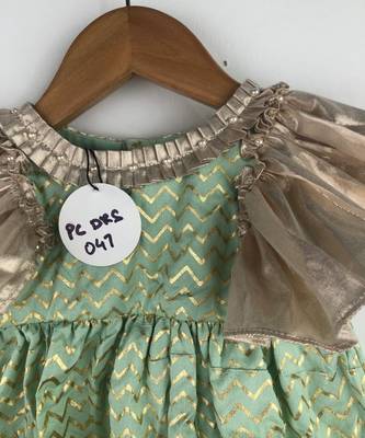 Gold And Green Printed Dress 3