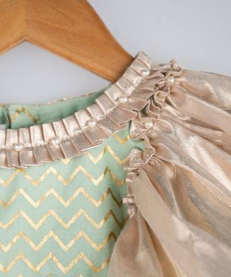 Gold And Green Printed Dress 4