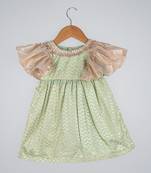 Gold And Green Printed Dress