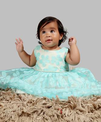 White And Blue Dress With Pearls Attach And Bow. 2