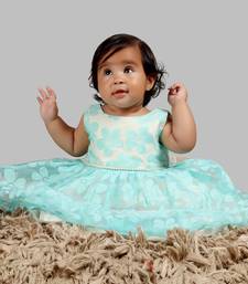 White And Blue Dress With Pearls Attach And Bow.