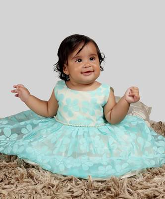 White And Blue Dress With Pearls Attach And Bow. 1