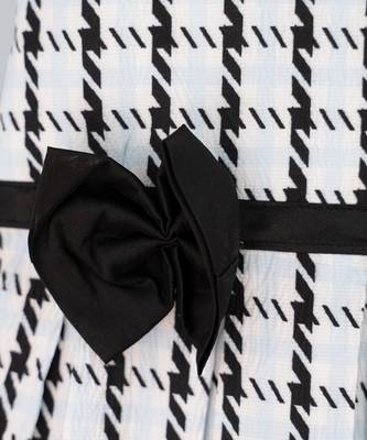 Box Print Dress With Bow. 4
