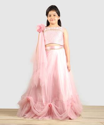 Old Rose Ghagra Choli With Embellishment On Upper Chest 1