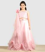 Old Rose Ghagra Choli With Embellishment On Upper Chest