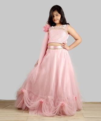 Old Rose Ghagra Choli With Embellishment On Upper Chest 2