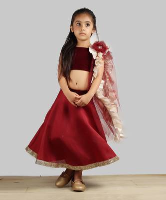 Red Ghagra Choli With Frill Dupatta 1