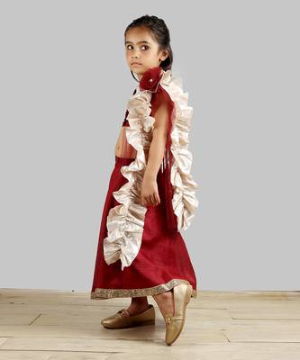 Red Ghagra Choli With Frill Dupatta 2