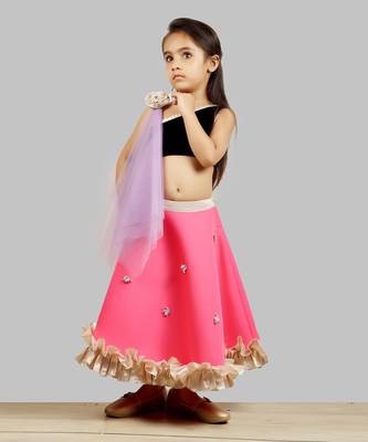 Black And Pink Ghagra Choli With Dupatta 3
