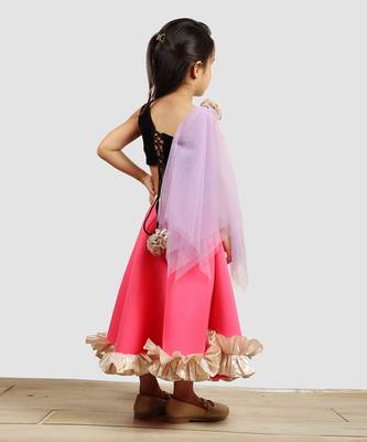 Black And Pink Ghagra Choli With Dupatta 4