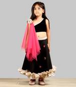 Black Ghagra Choli With Pink Dupatta