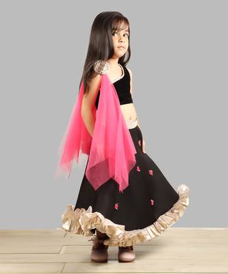 Black Ghagra Choli With Pink Dupatta 3