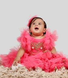 Pink Gown With Frill Sleeves And Ghera