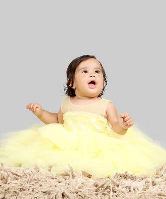 Yellow Gown With Organza Chest And Net Layer Ghera 2