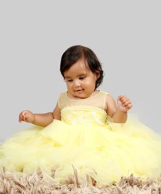 Yellow Gown With Organza Chest And Net Layer Ghera 3