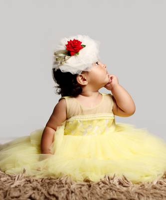 Yellow Gown With Organza Chest And Net Layer Ghera 4