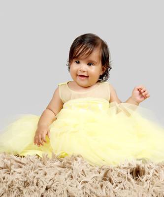 Yellow Gown With Organza Chest And Net Layer Ghera 5