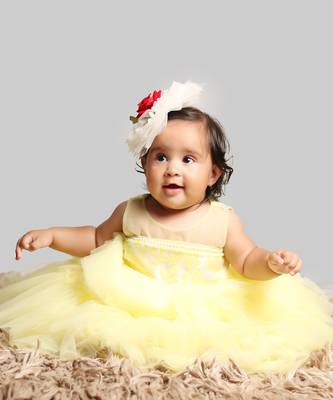 Yellow Gown With Organza Chest And Net Layer Ghera 1